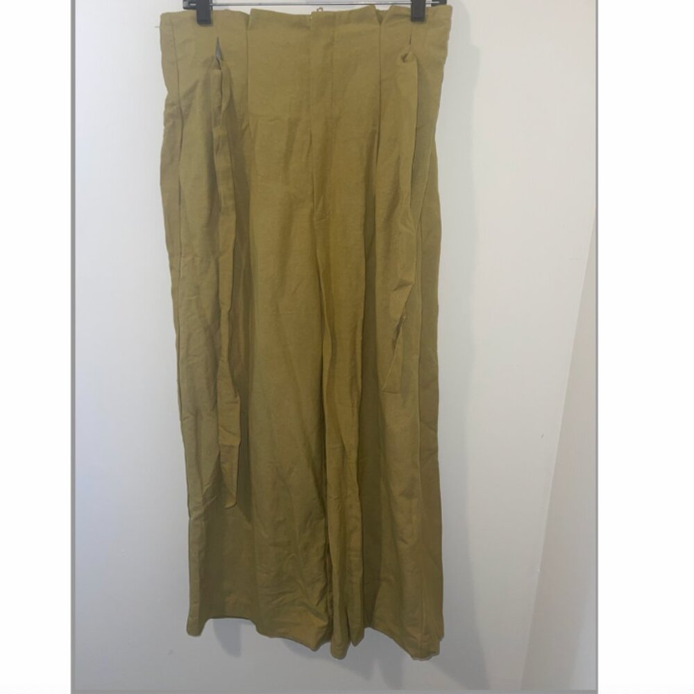 Étophe Studios Olive Green Wide-Leg High-Waist Linen Pants - Size Large